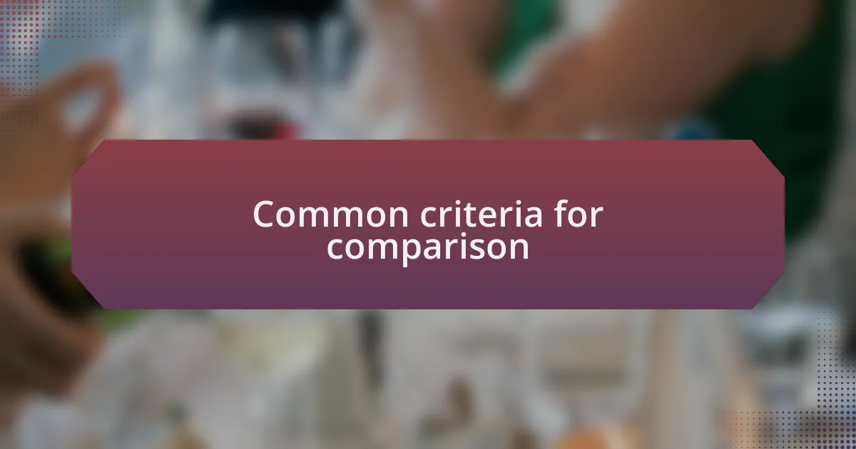 Common criteria for comparison