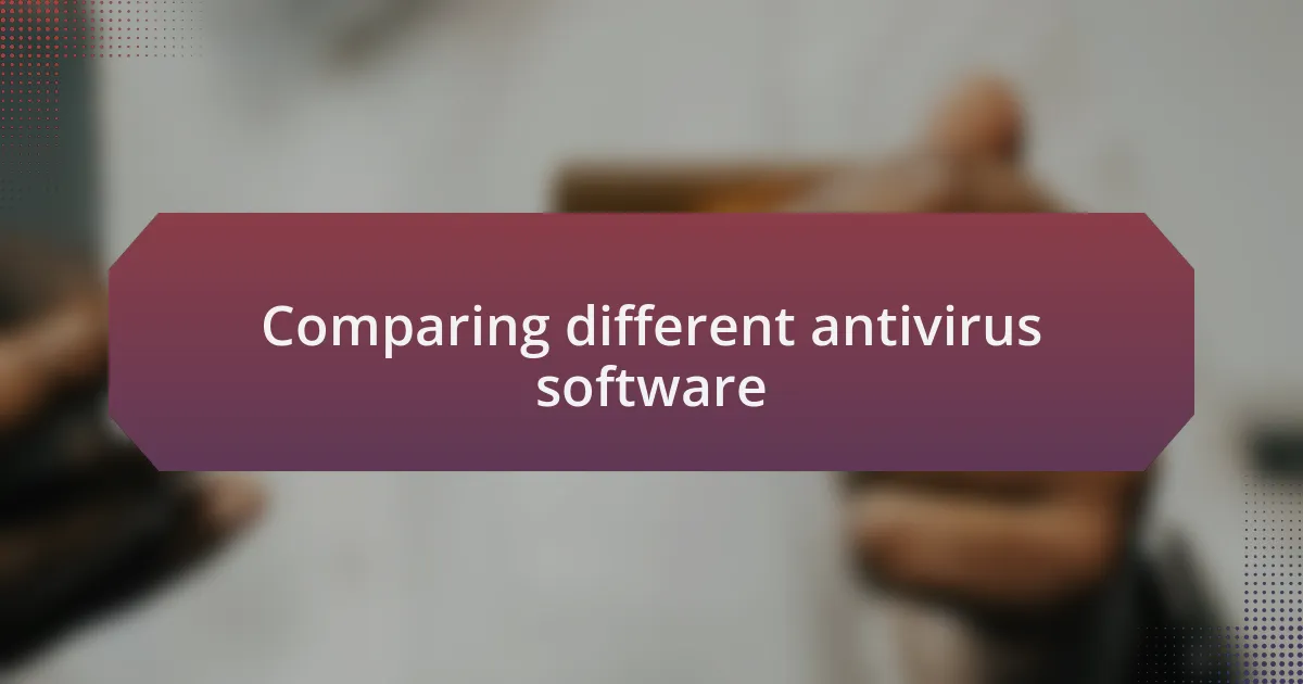Comparing different antivirus software