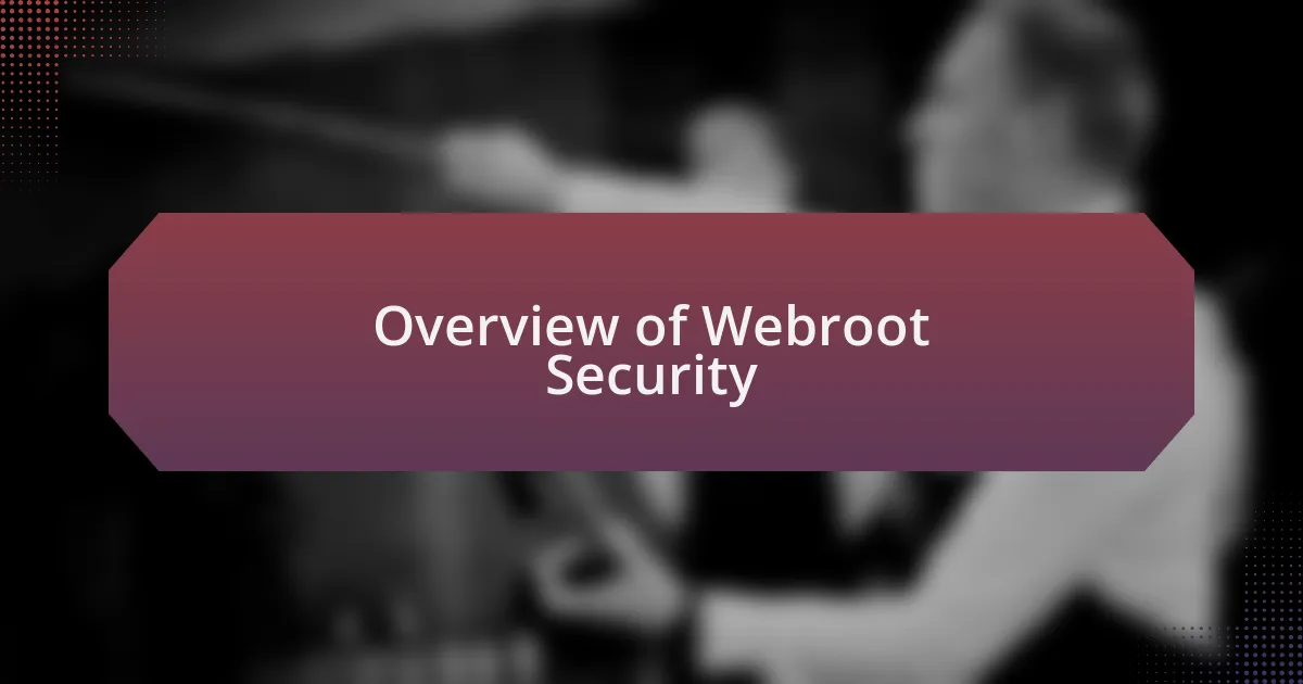 Overview of Webroot Security