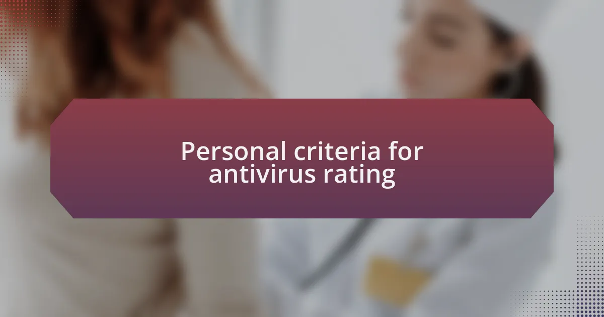 Personal criteria for antivirus rating